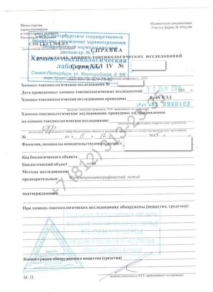 Купить справку анализ на наличие или отсутствие алкоголя в Спб недорого и с доставкой всего за 999 рублей